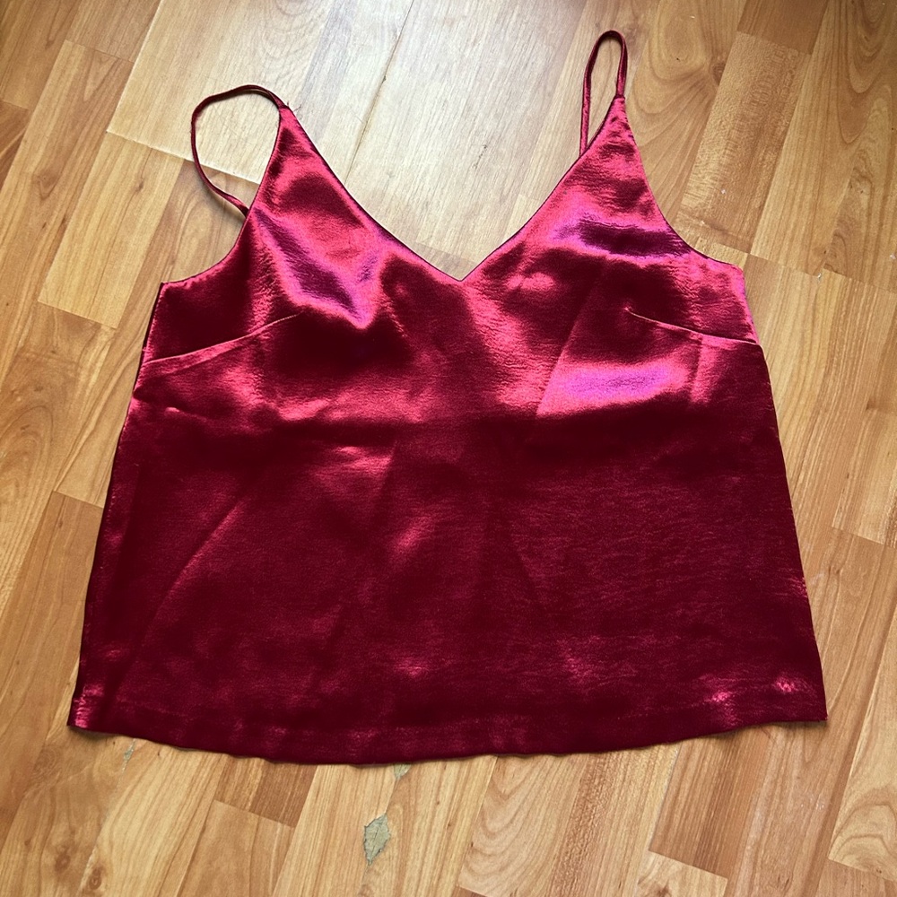 Sleek Red Satin Cami Top
